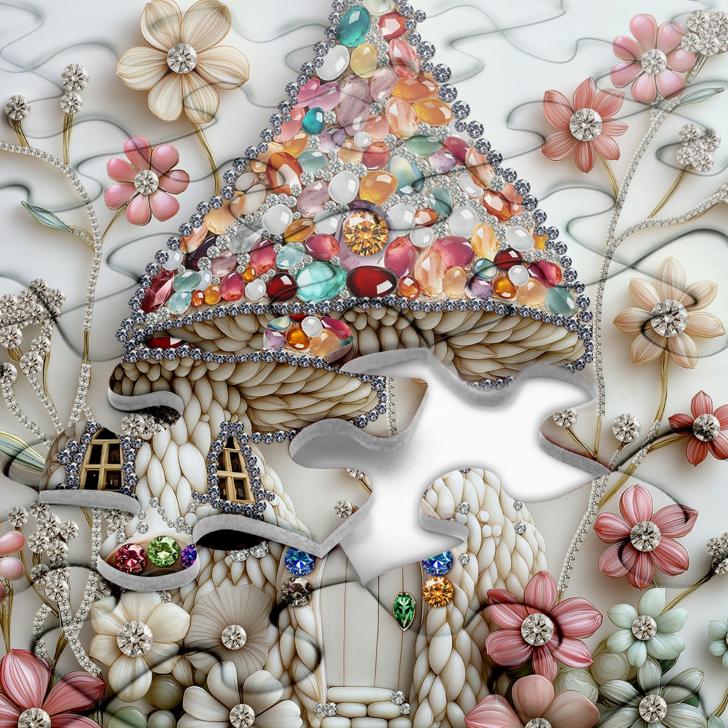 Puzzle de la maison de champignon 1000 pièces