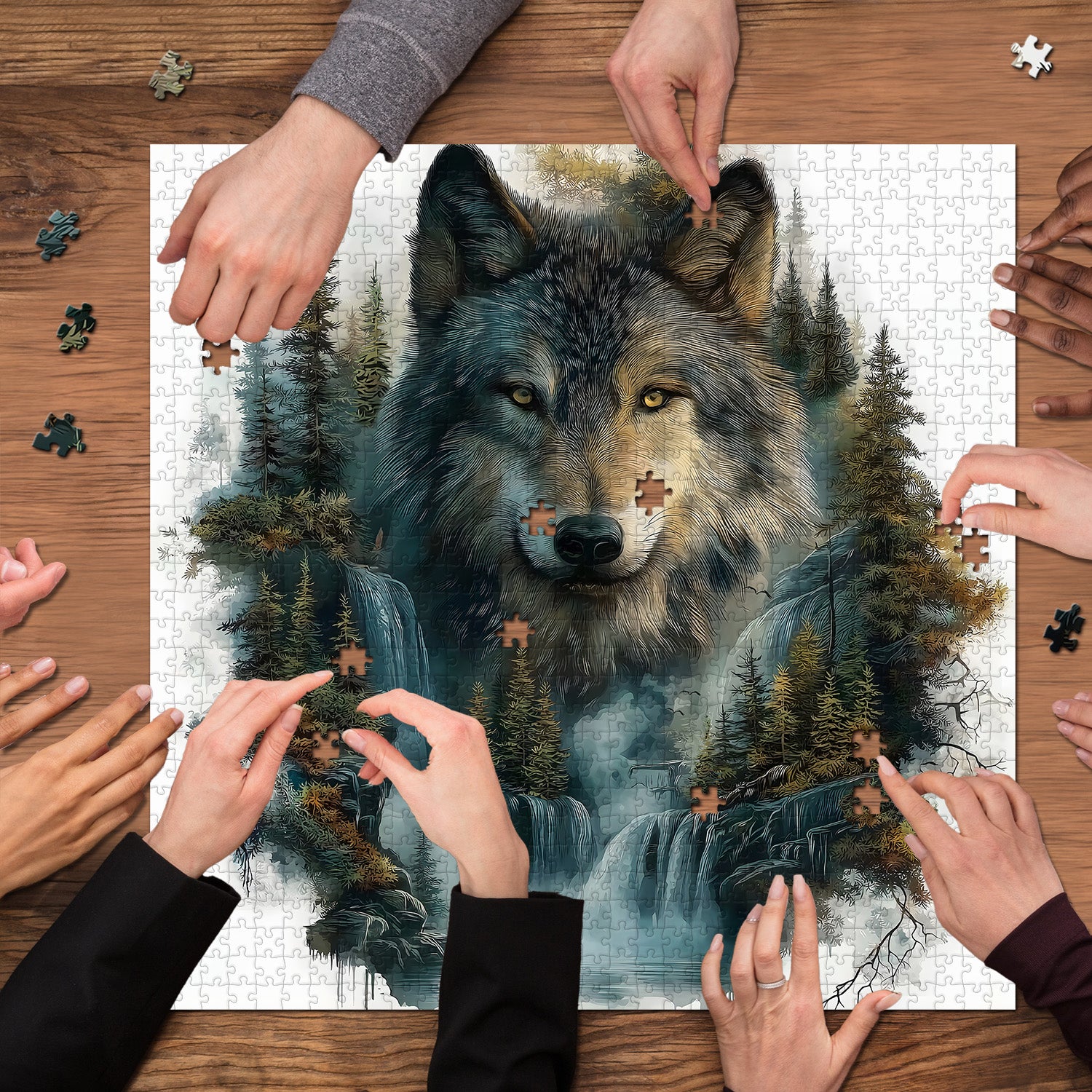 Puzzle del lupo alla cascata 1000 pezzi
