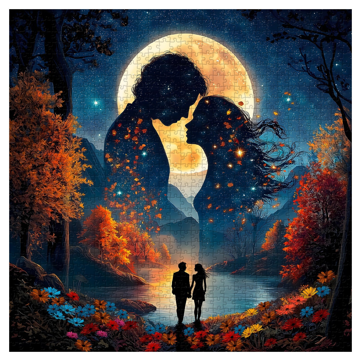 Amantes iluminados por la luna rompecabezas 1000 piezas