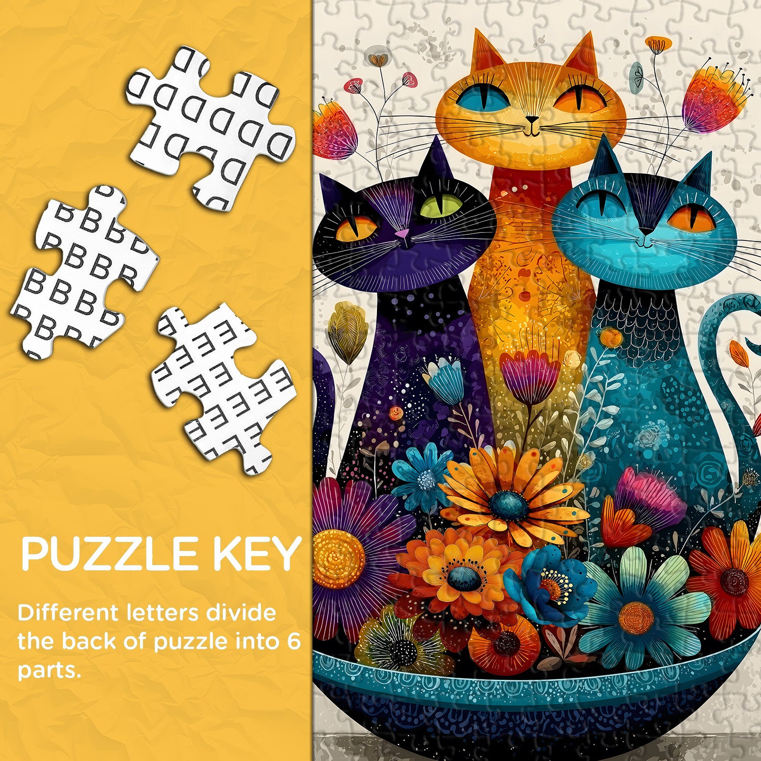 Floral Cats Jigsaw Puzzle 1000 Piece