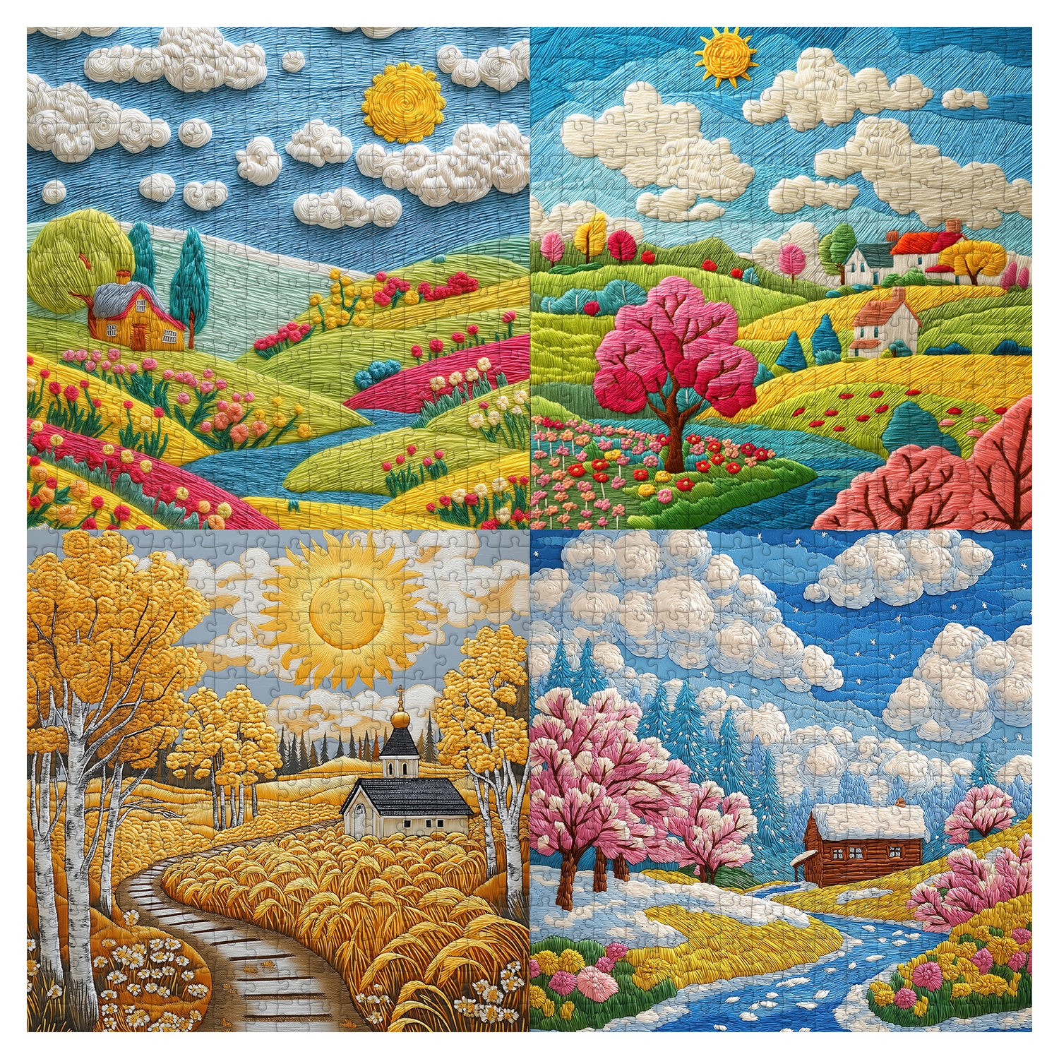 Vier Jahreszeiten Patchwork-Puzzle 1000 Teile