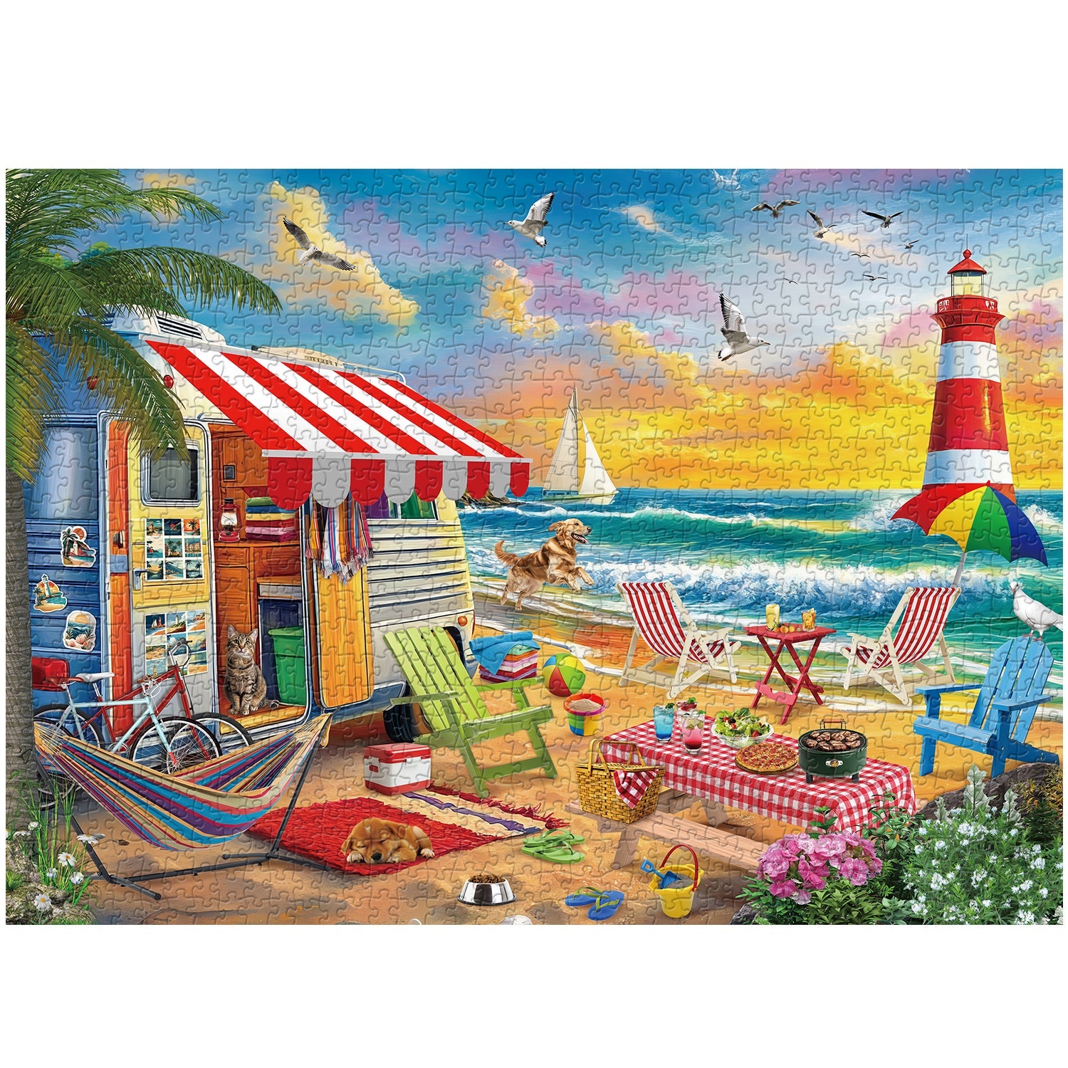 Seaside Camping -Puzzle 1000 Stücke