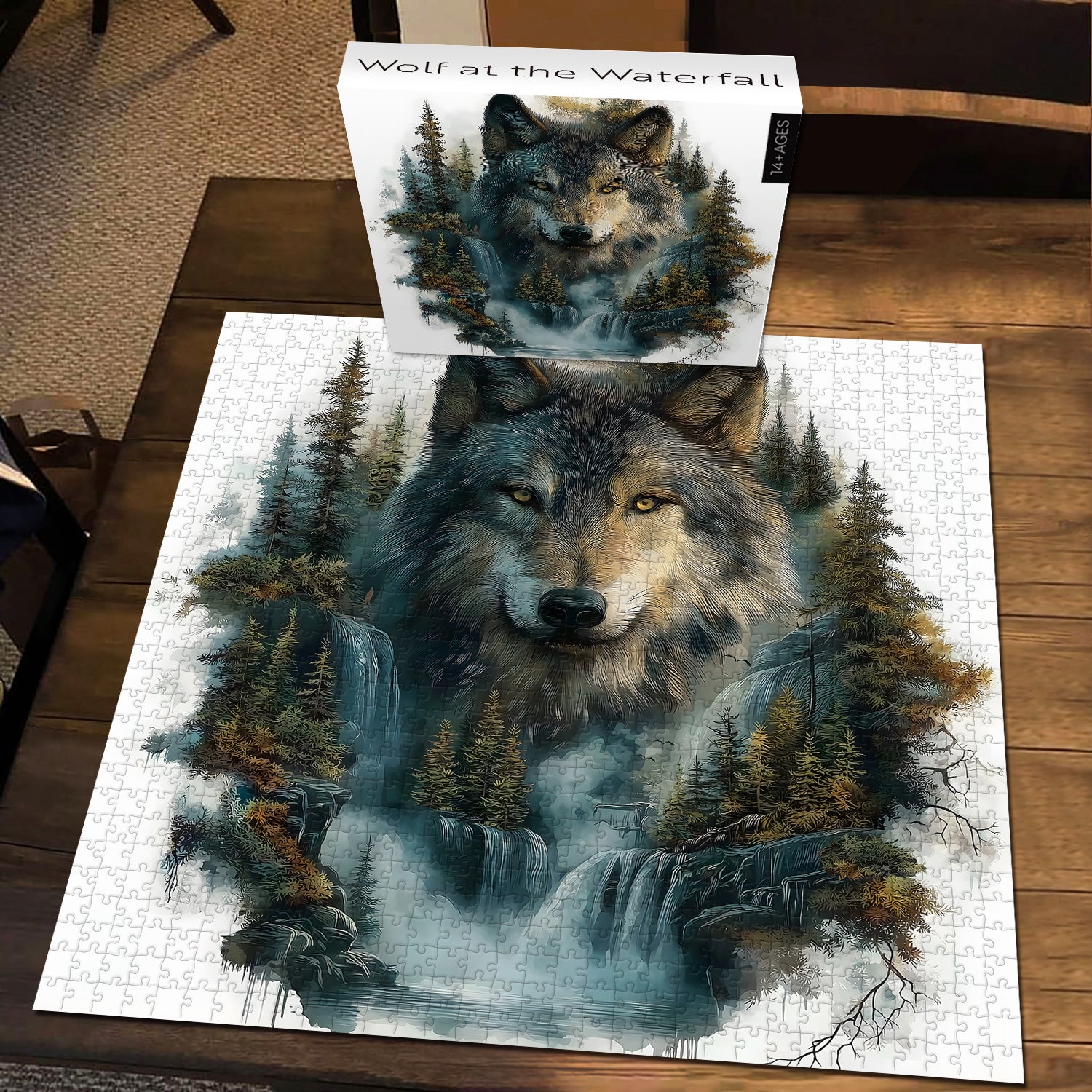 Puzzle del lupo alla cascata 1000 pezzi
