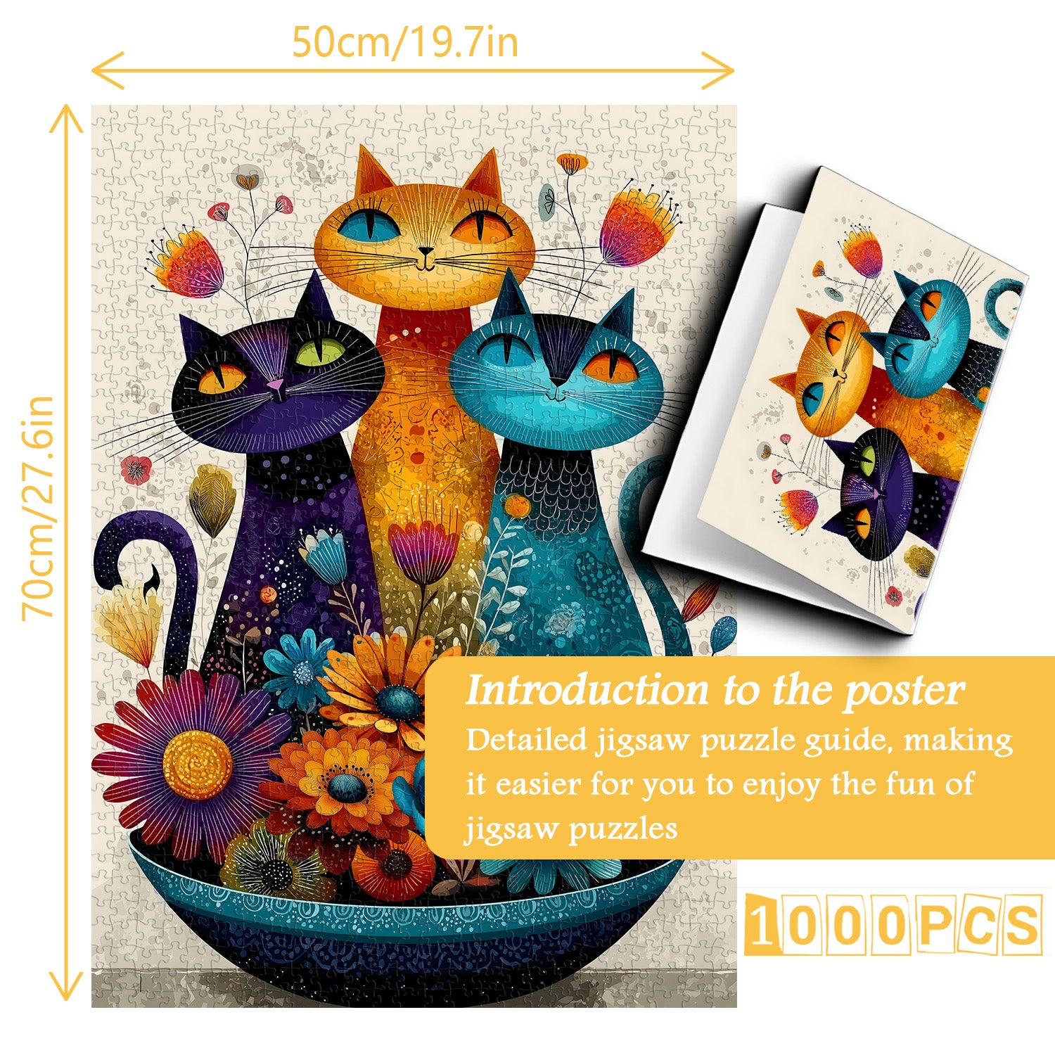 Floral Cats Jigsaw Puzzle 1000 Piece