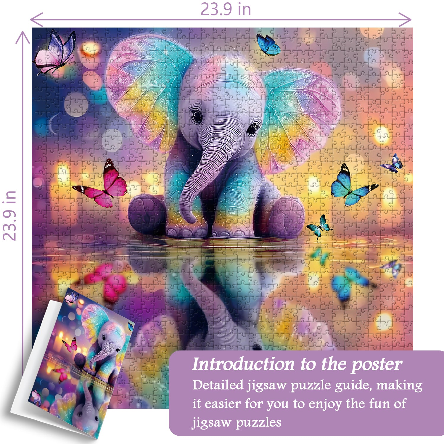 Puzzle Jigsaw Éléphant Arc-en-Ciel 1000 Pièces