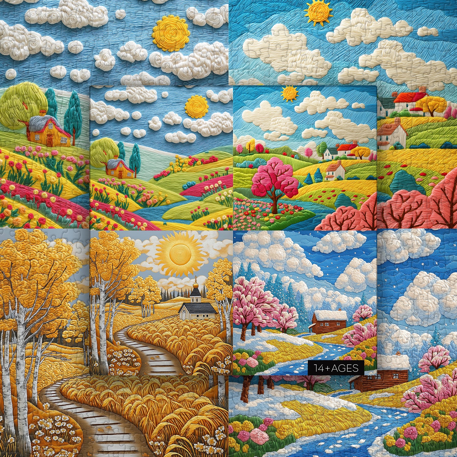 Vier Jahreszeiten Patchwork-Puzzle 1000 Teile