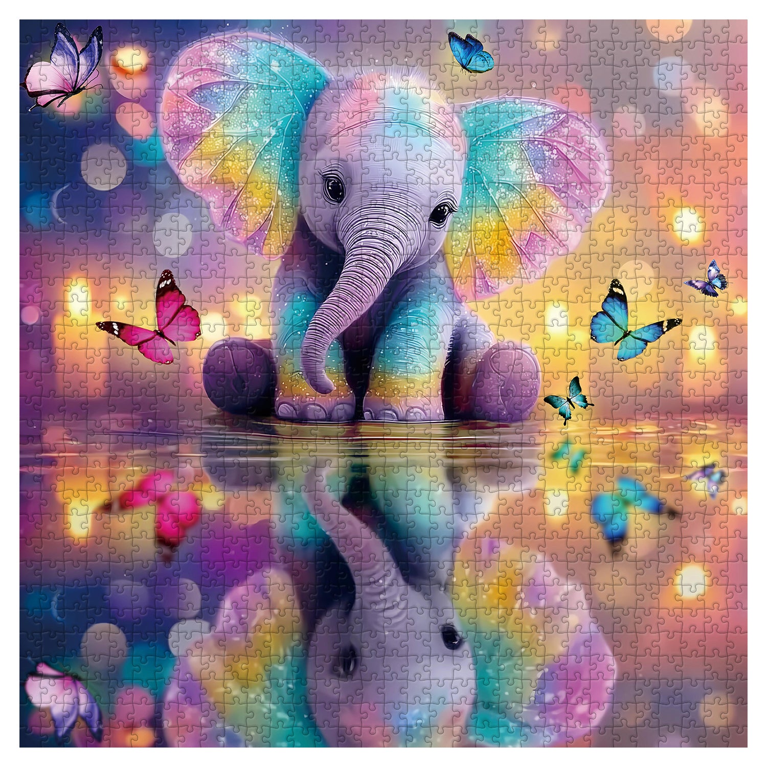 Puzzle Jigsaw Éléphant Arc-en-Ciel 1000 Pièces