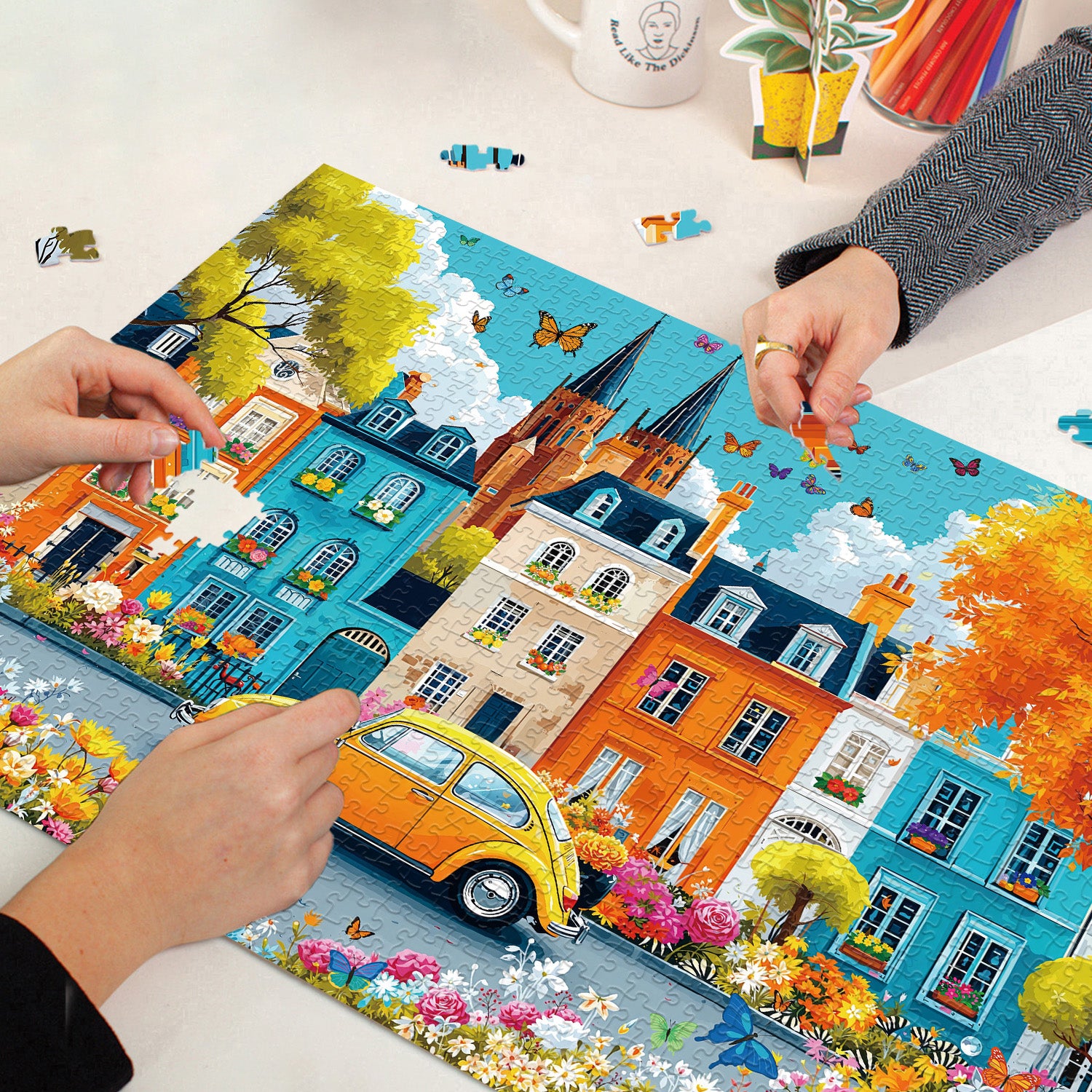 Puzzle en bois de 1000 pièces de la rue d'automne