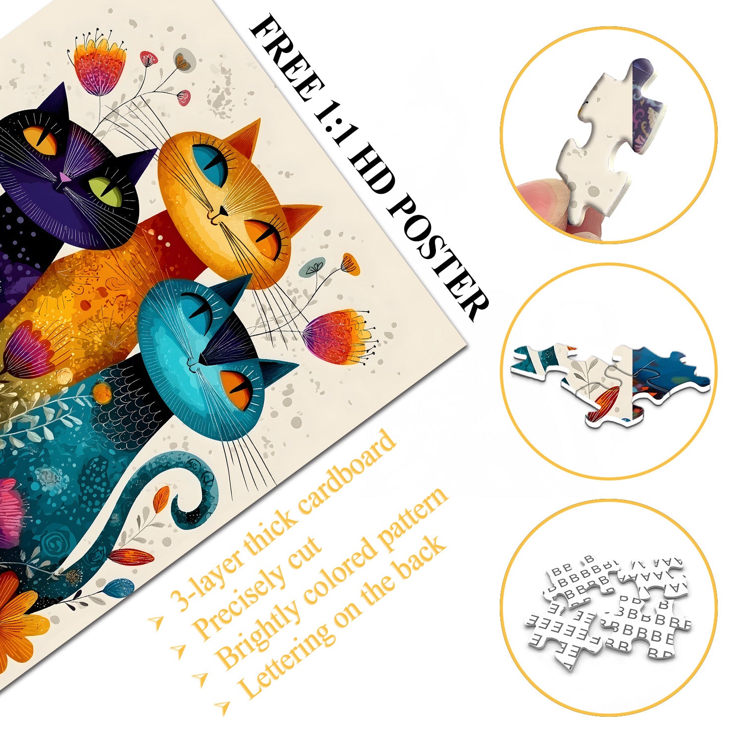 Floral Cats Jigsaw Puzzle 1000 Piece