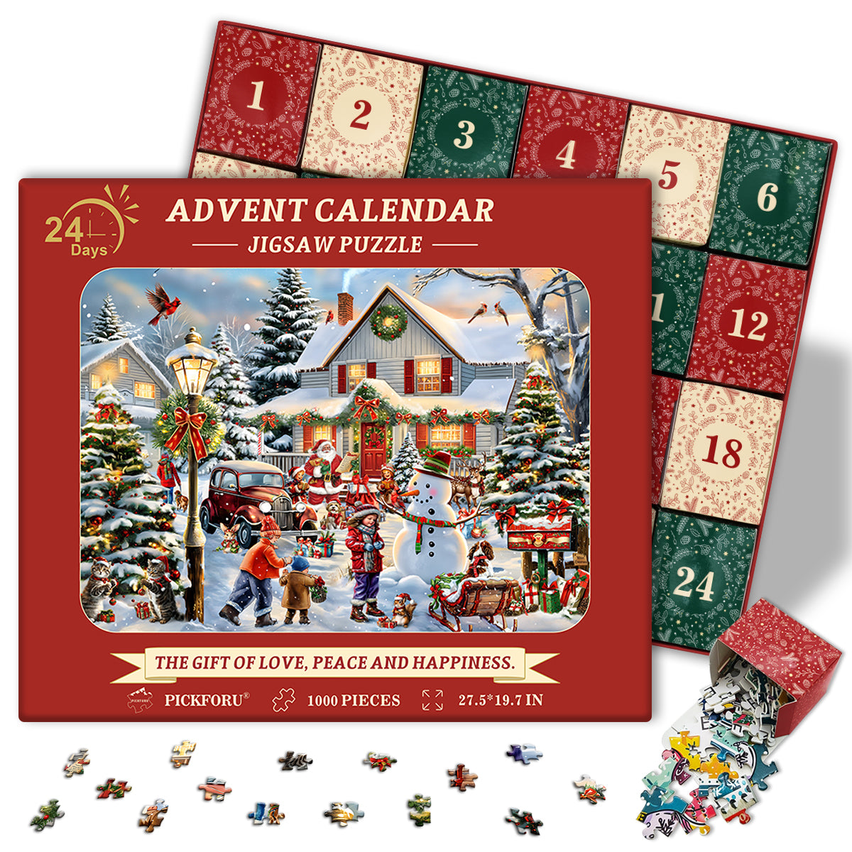 Calendario de adviento de la escena de nieve de Navidad Pizzle 1000 Pieces