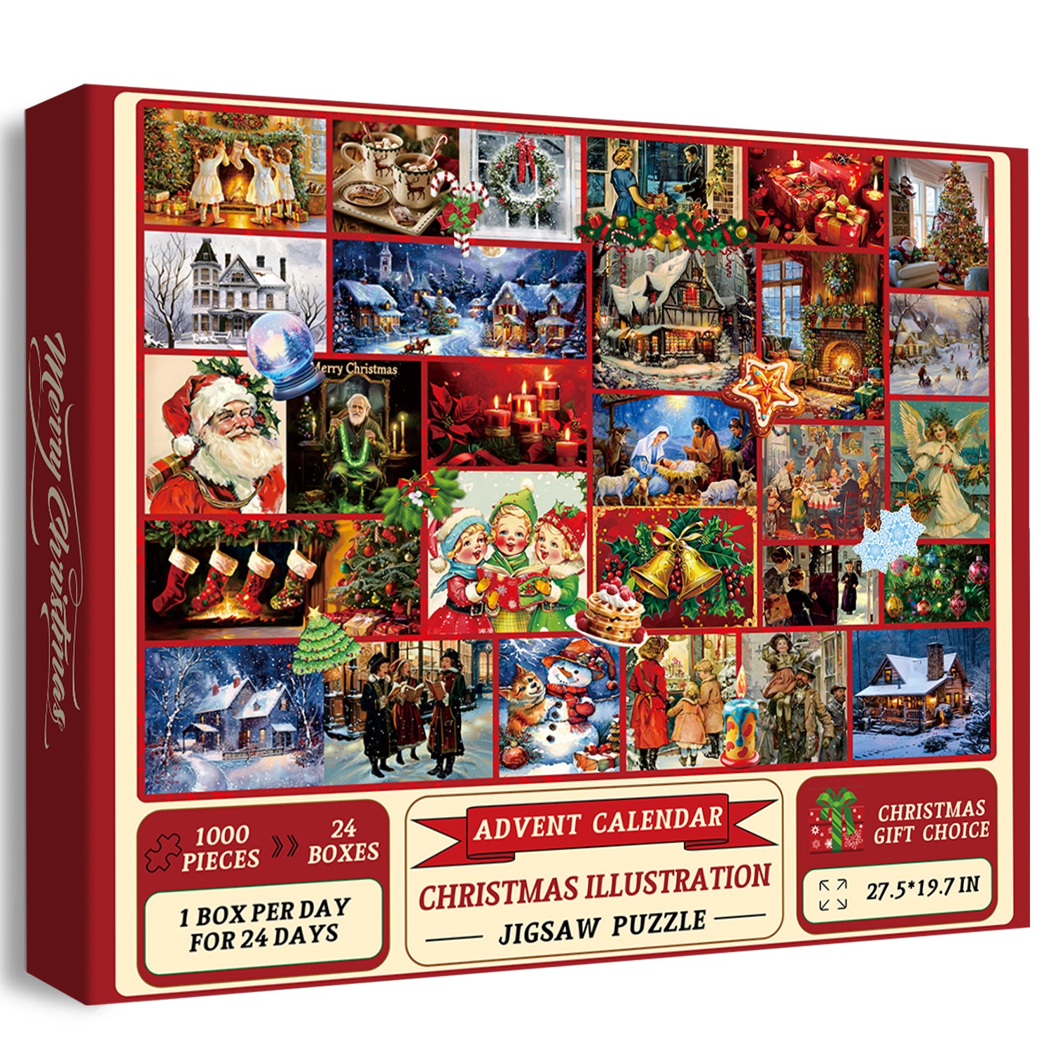 Weihnachtsillustration Adventskalender Puzzle 1000 Stücke