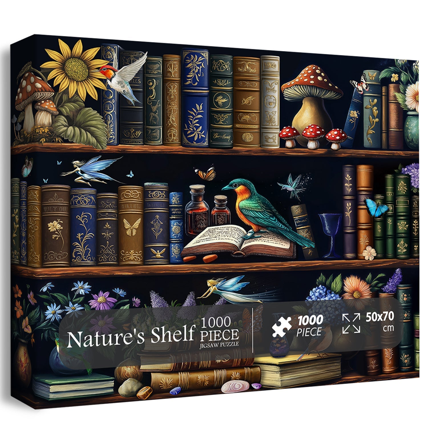 Pezzi di puzzle sugli scaffali della natura 1000 pezzi
