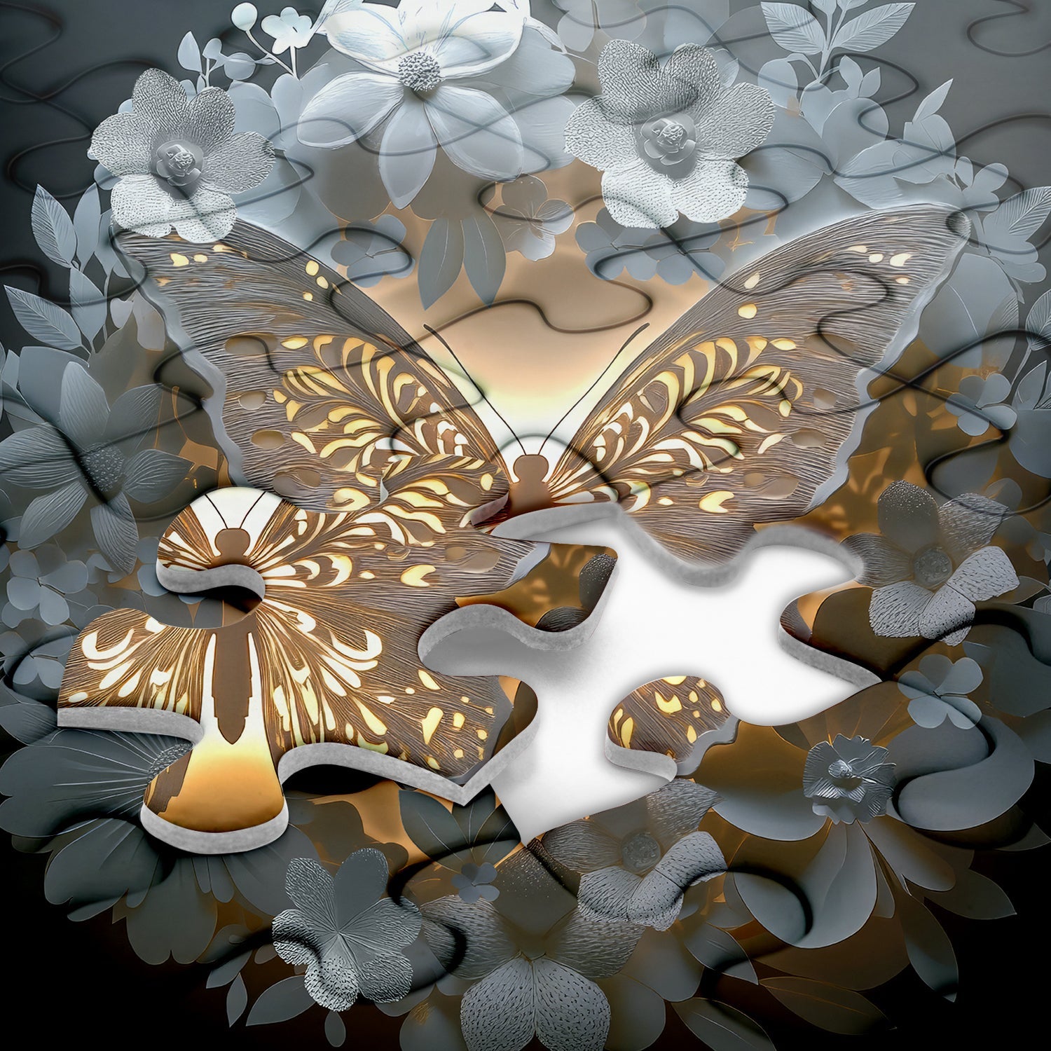 Farfalla tra i fiori puzzle puzzle 1000 pezzi
