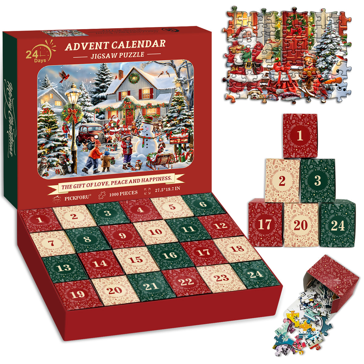 Calendario de adviento de la escena de nieve de Navidad Pizzle 1000 Pieces
