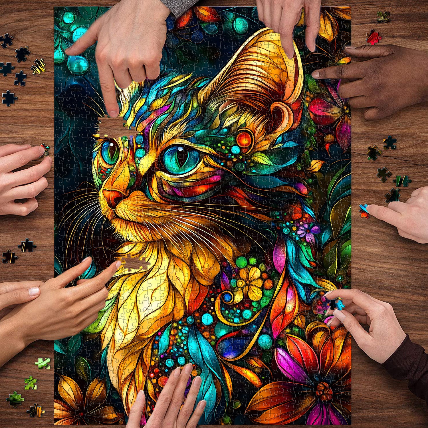 Mystic Floral Cat Puzzle 1000 pièces