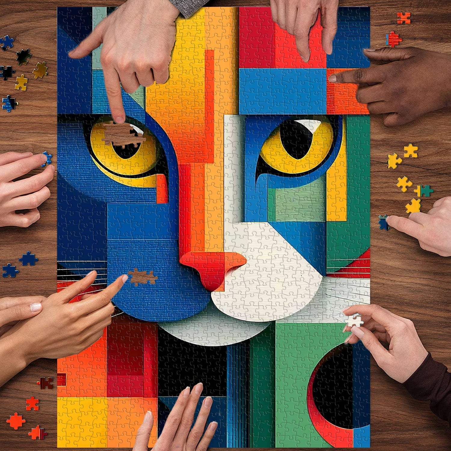Puzzle geometrico di arte del gatto 1000 pezzi