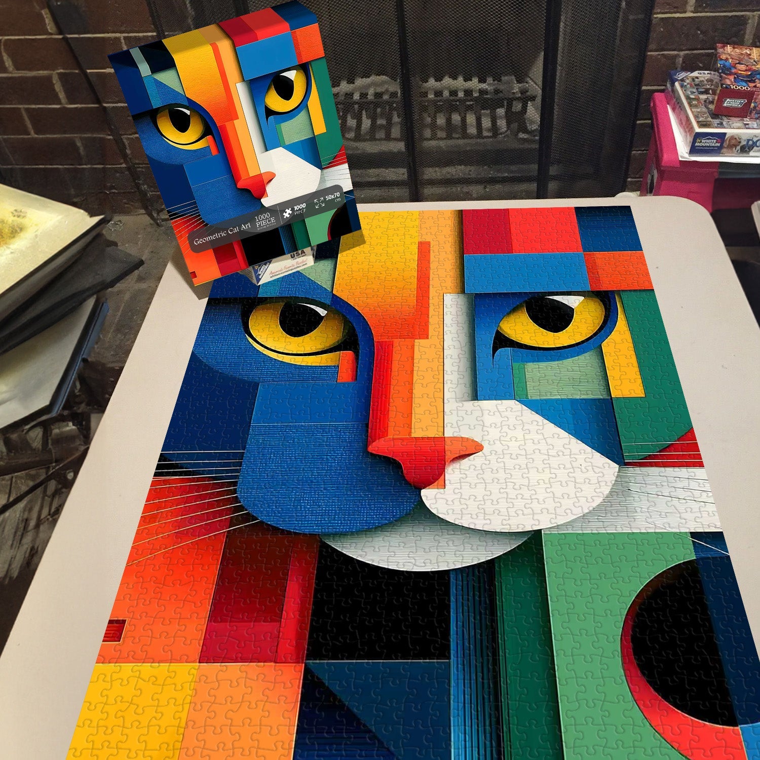 Puzzle geometrico di arte del gatto 1000 pezzi
