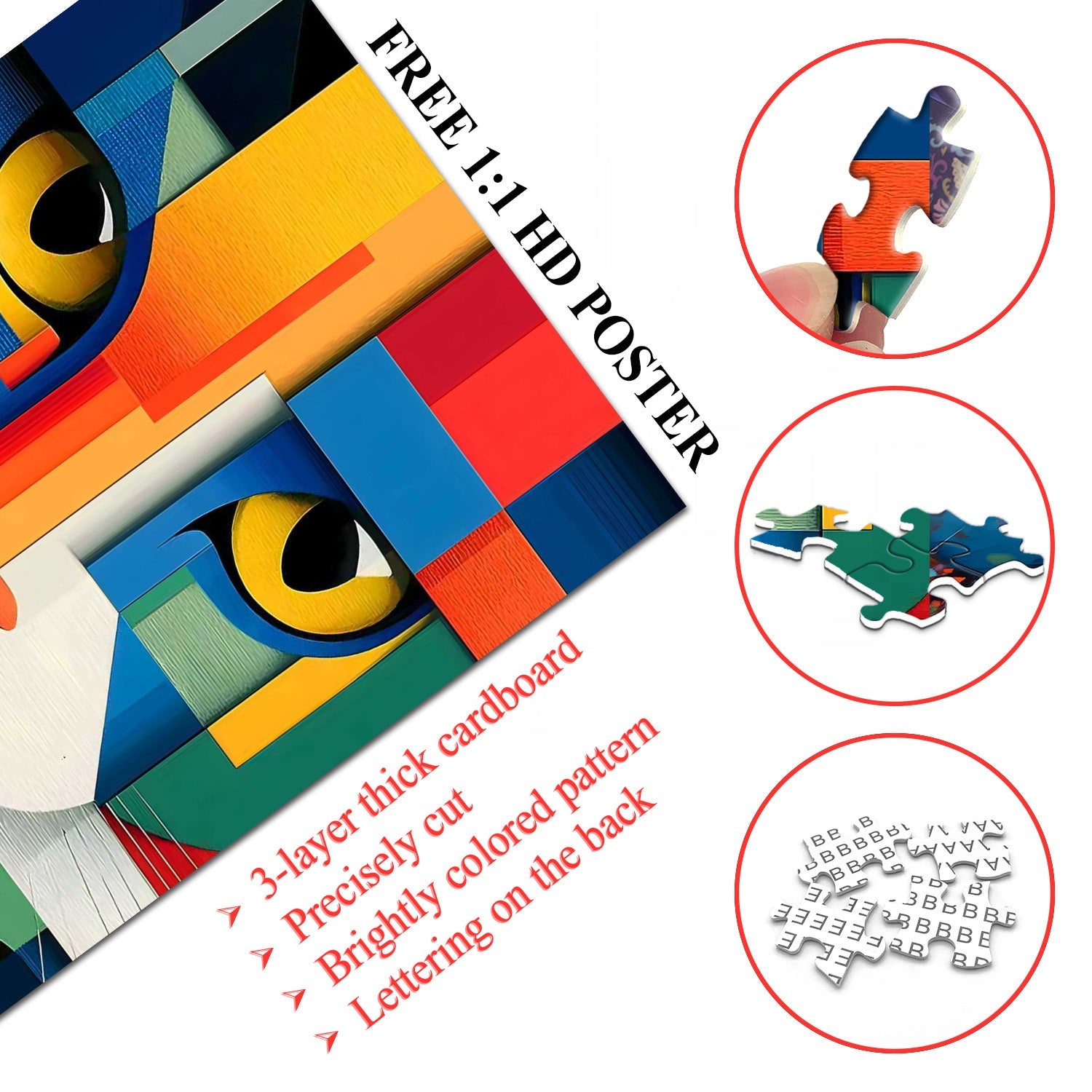 Puzzle geometrico di arte del gatto 1000 pezzi