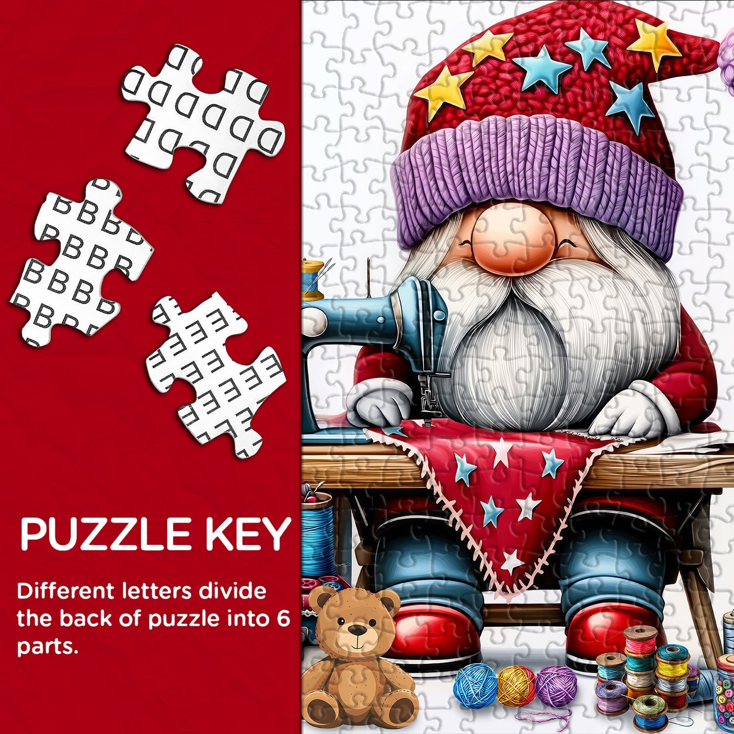 Nähen von Gnom -Puzzle 1000 Stücke