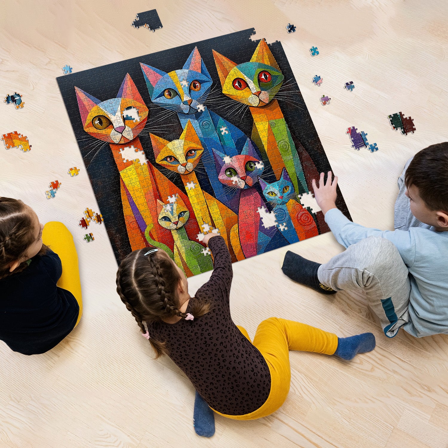 Geometric Art Cat Puzzle 1000 Pizzle 1000