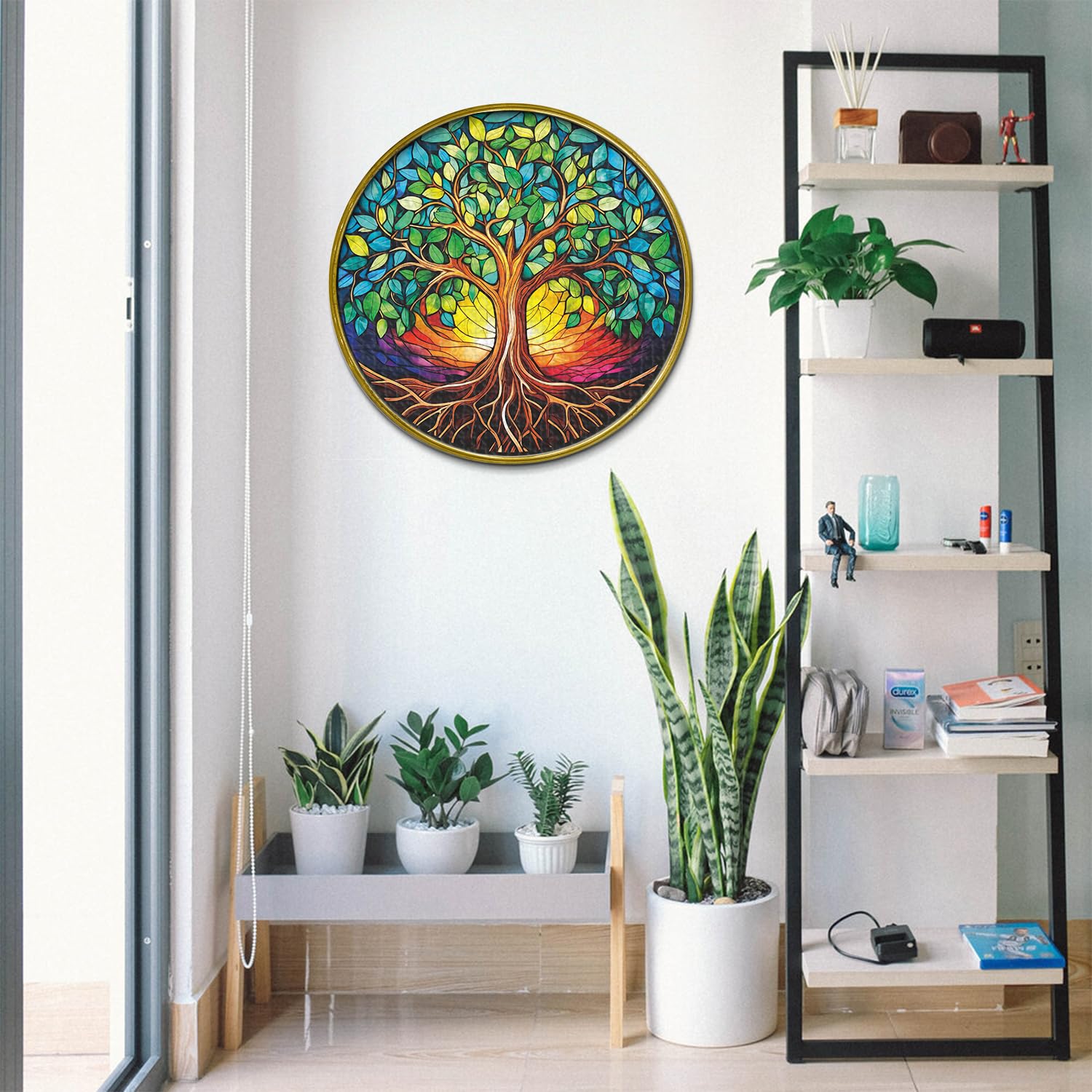 Buntglas Buntes Baum des Lebenssäge -Puzzles 1000 Stücke