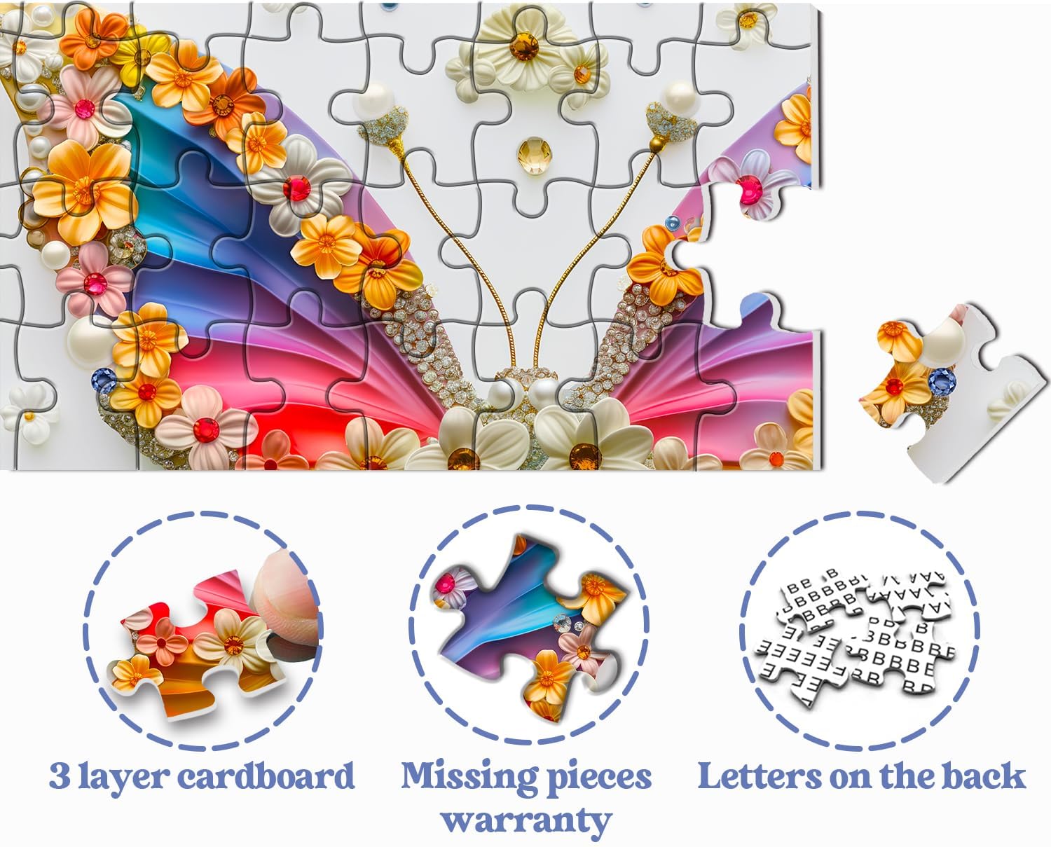 Rainbow Petal Butterfly Jigsaw Puzzle 1000 Pieces