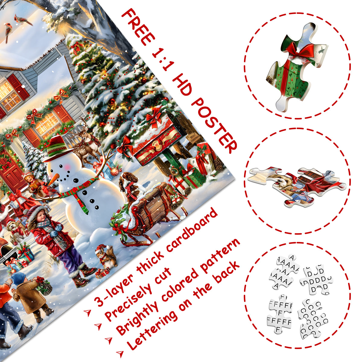 Calendario de adviento de la escena de nieve de Navidad Pizzle 1000 Pieces
