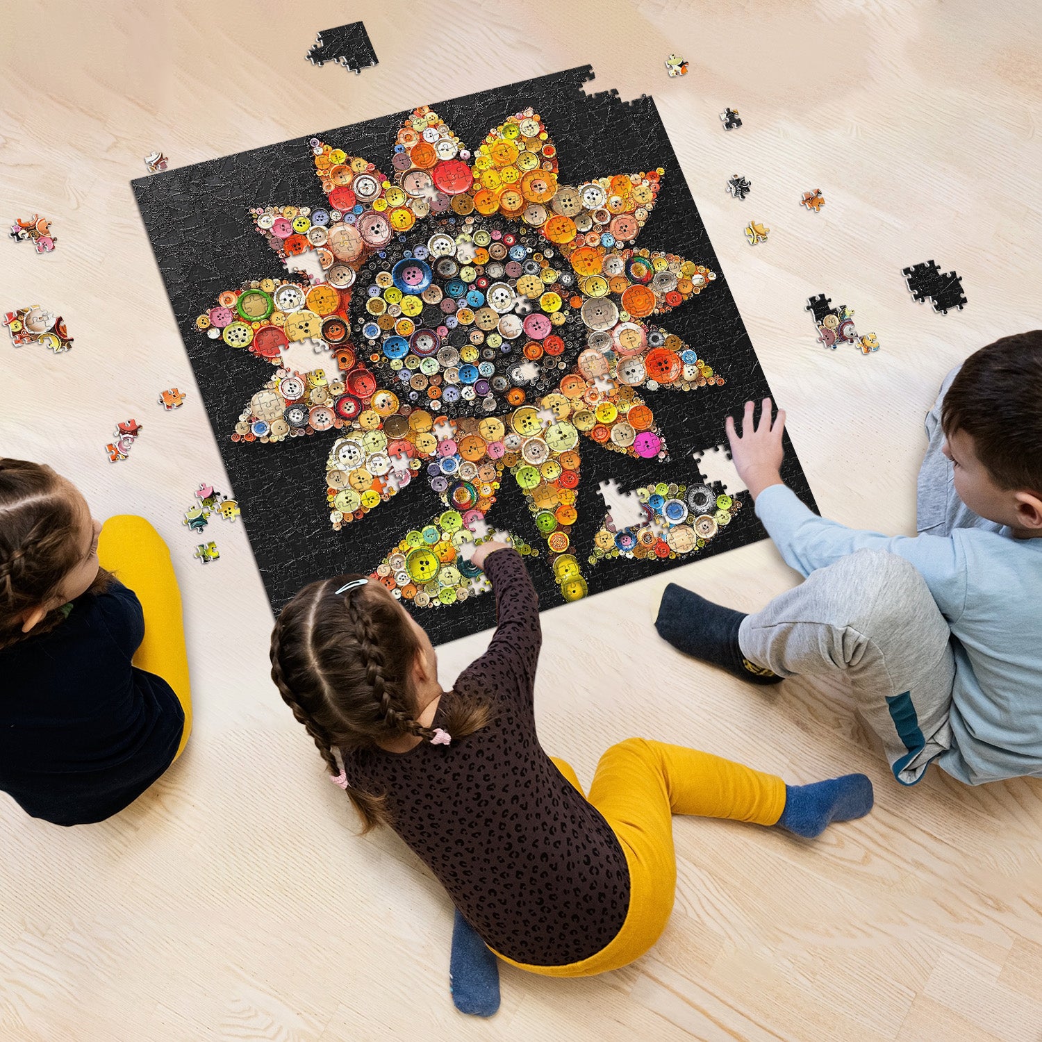 Button Sunflower Jigsaw Puzzles 1000 Pieces