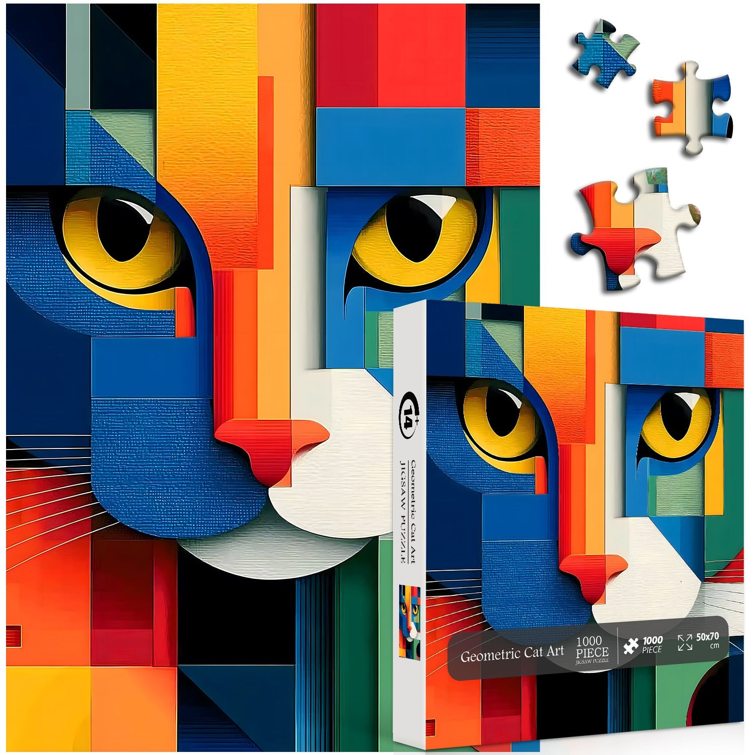 Puzzle geometrico di arte del gatto 1000 pezzi