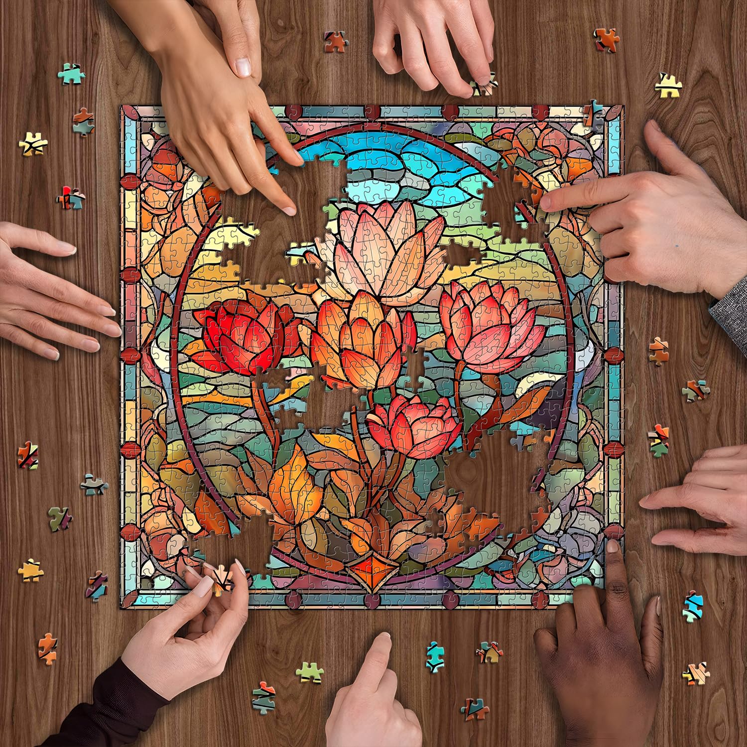 Buntglasblumen -Puzzle 1000 Stücke