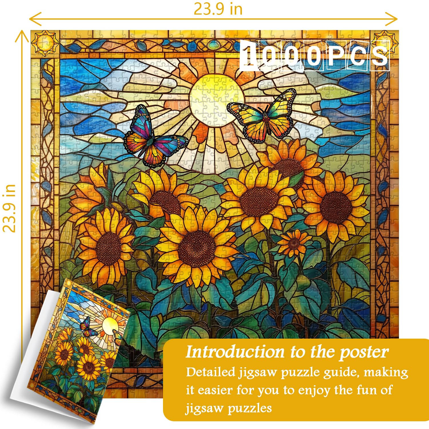 Buntglas Sonnenblumen Puzzle 1000 Stücke