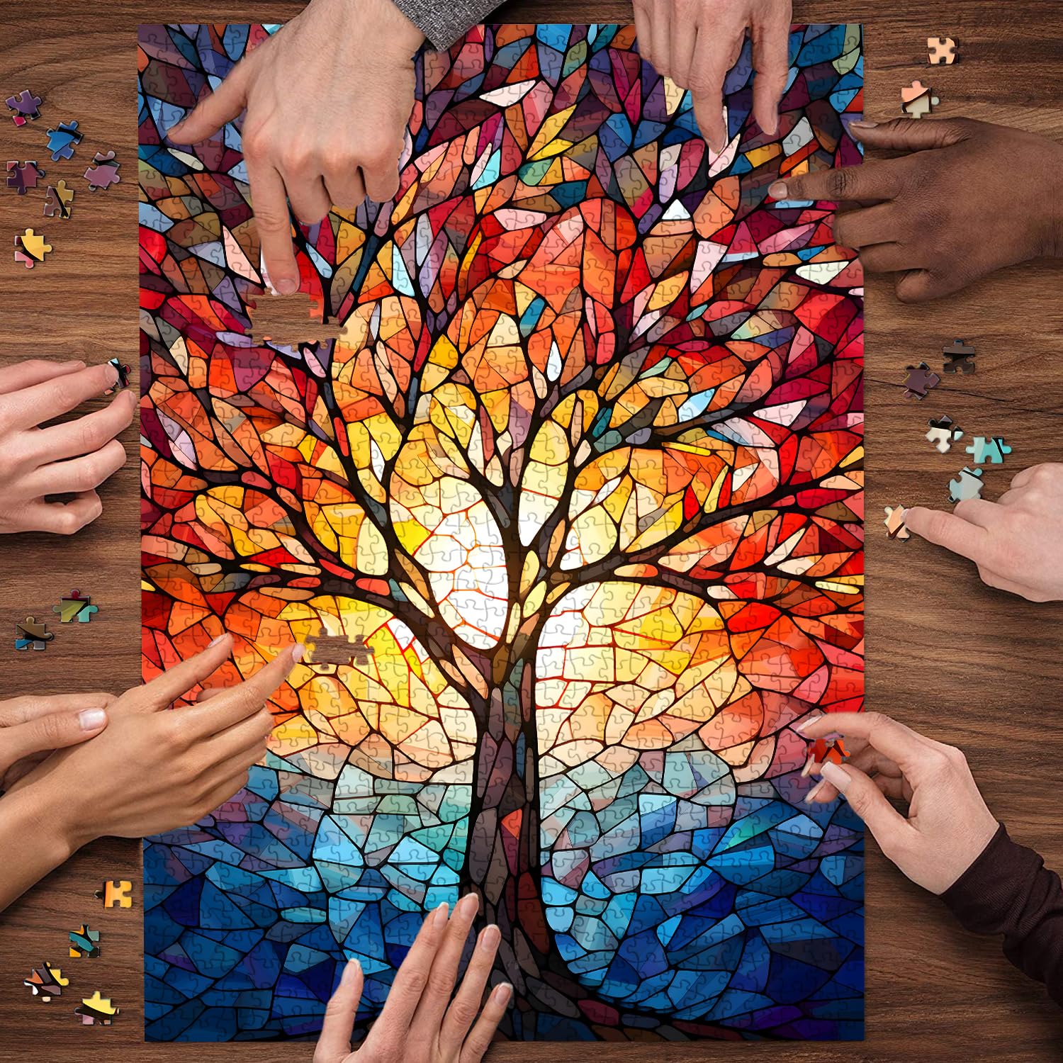 Buntglas Puzzle Baum des Lebenssäge Puzzle 1000 Stücke
