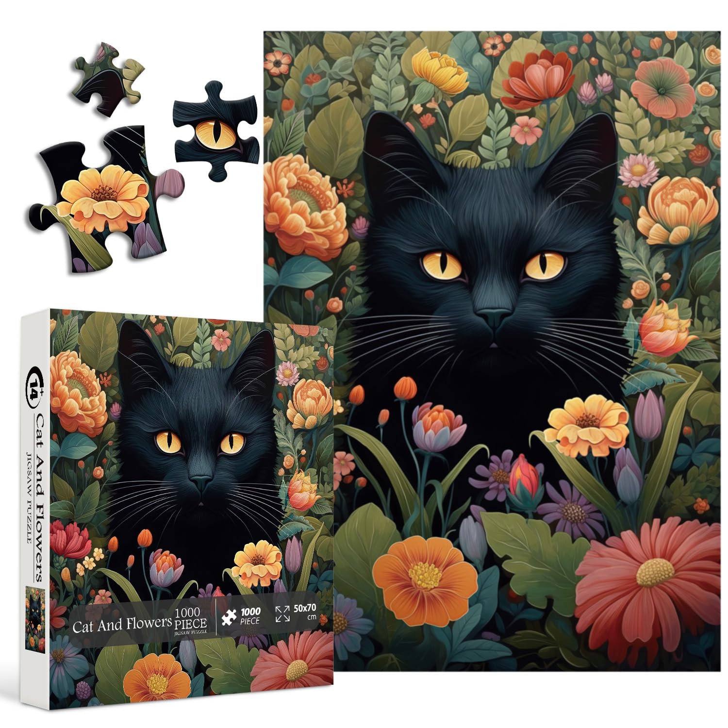Puzzle puzzle gatto e fiori 1000 pezzi