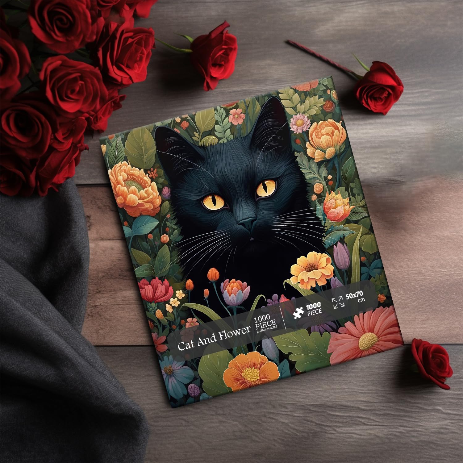 Puzzle puzzle gatto e fiori 1000 pezzi