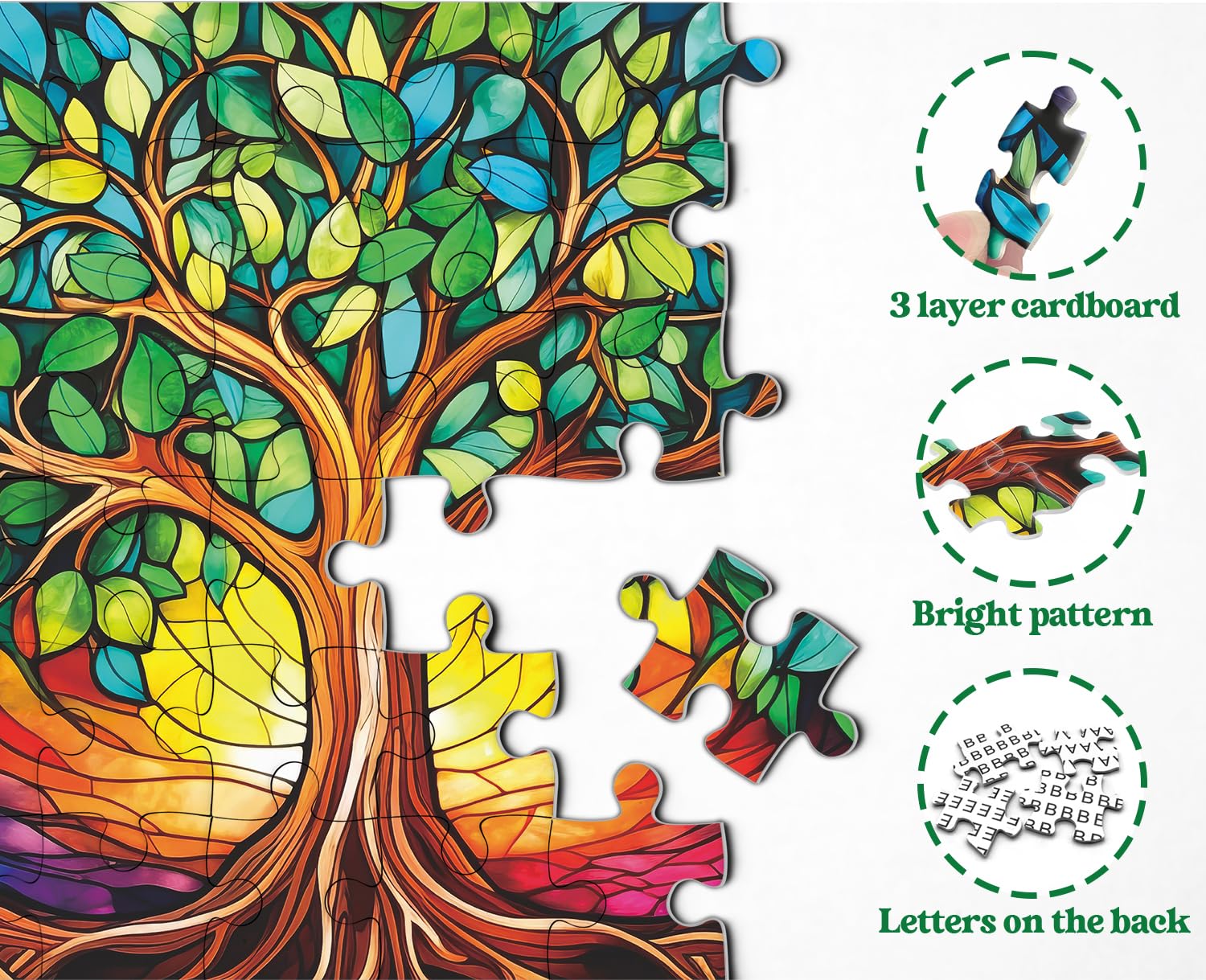 Buntglas Buntes Baum des Lebenssäge -Puzzles 1000 Stücke