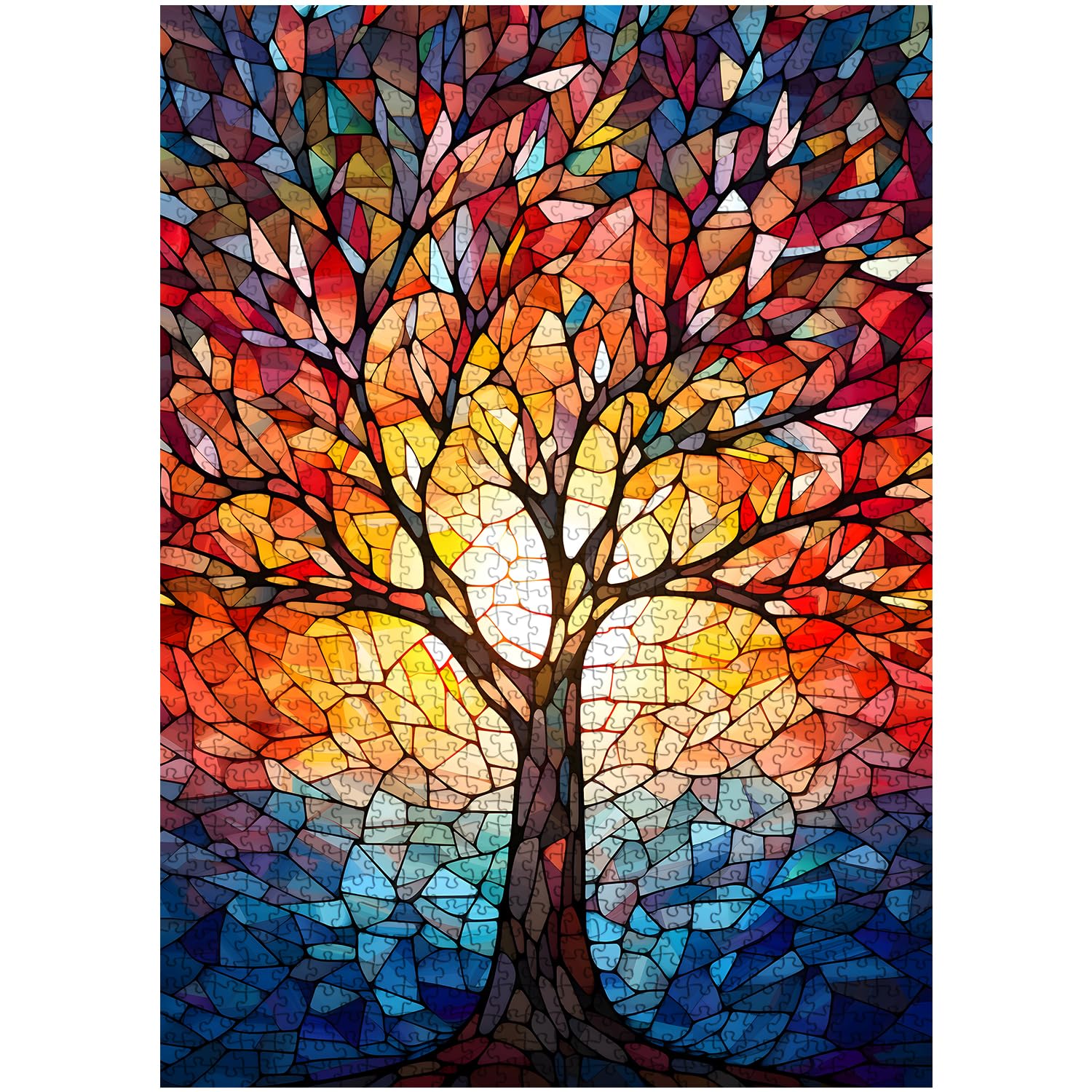 Buntglas Puzzle Baum des Lebenssäge Puzzle 1000 Stücke