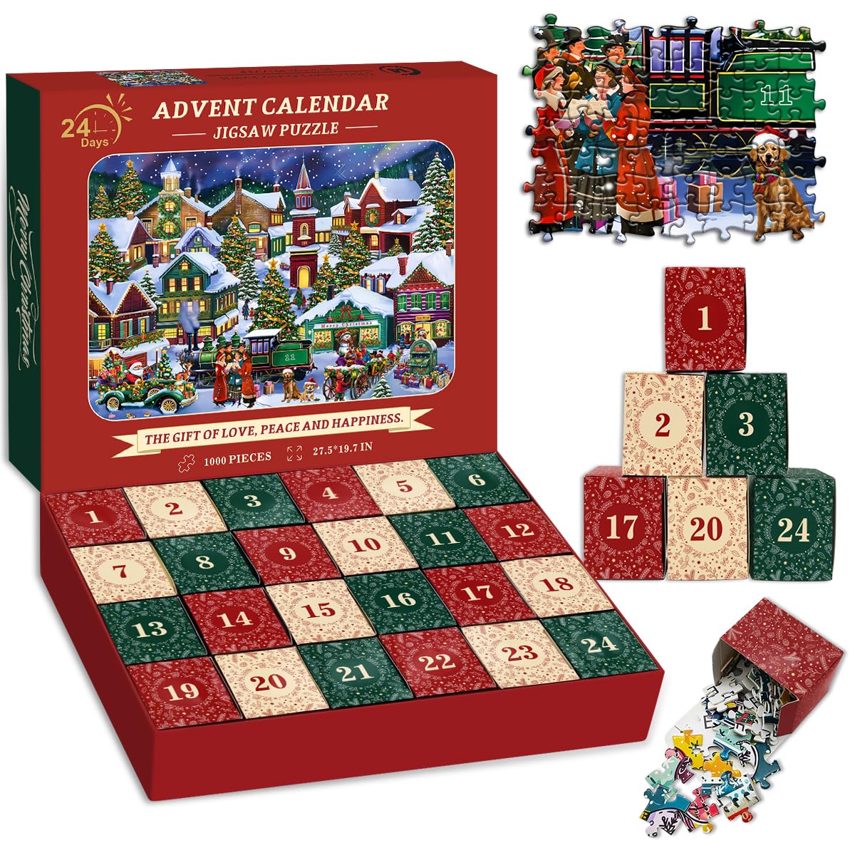 Weihnachten freudiger Stadt Adventskalender Puzzle 1000 Stücke