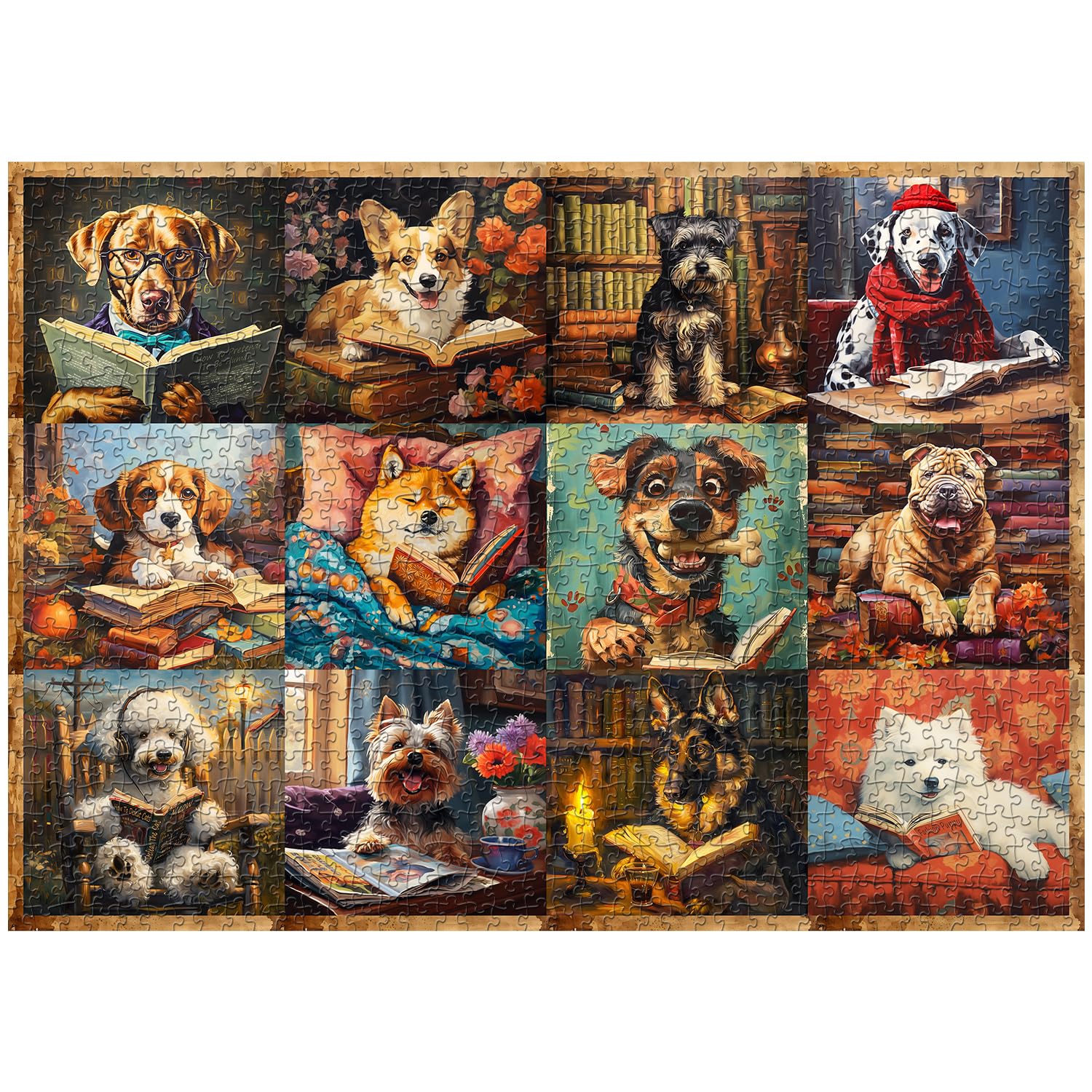 Bibliothek Welpenpuzzle 1000 Stücke