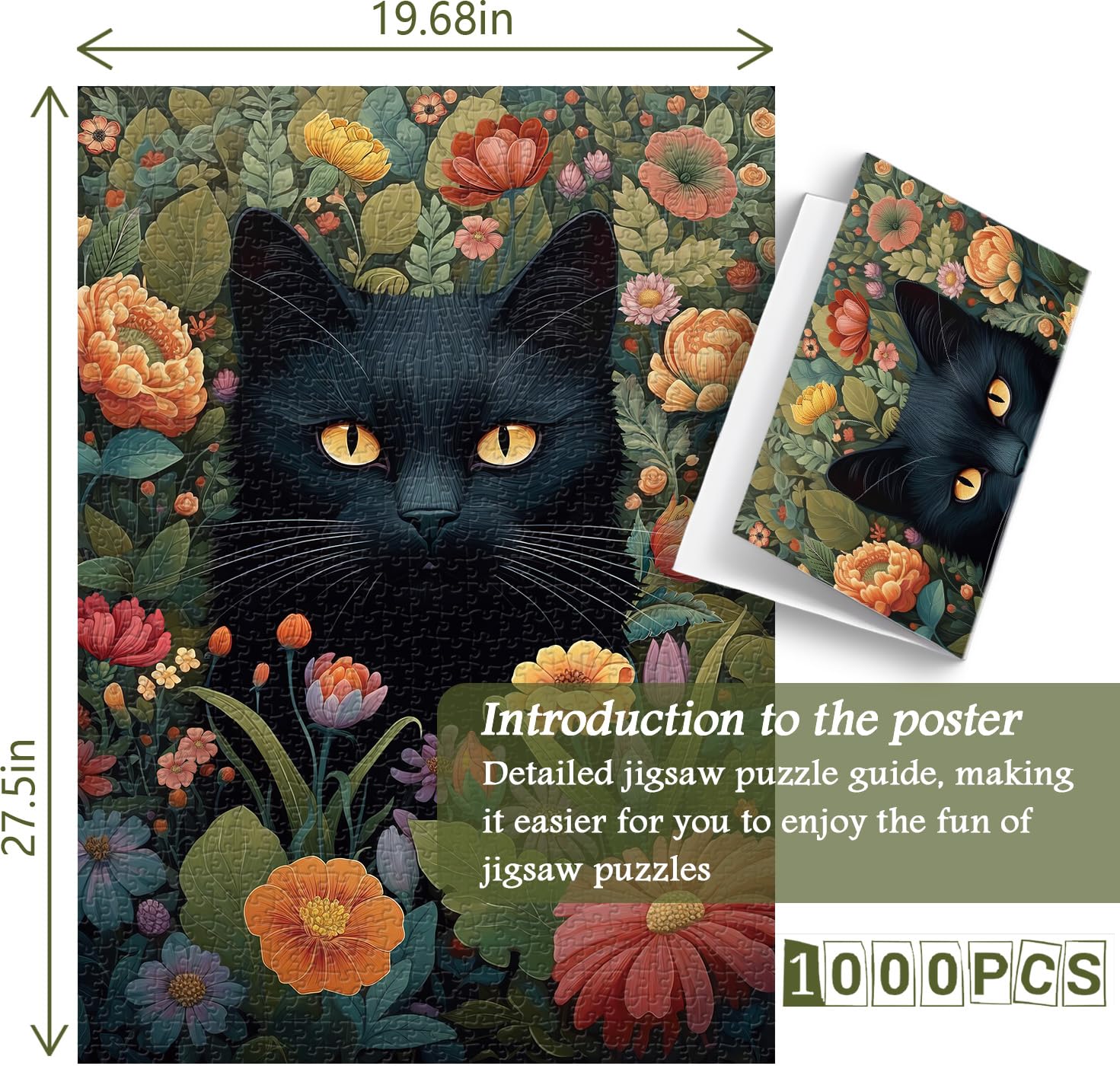 Puzzle puzzle gatto e fiori 1000 pezzi