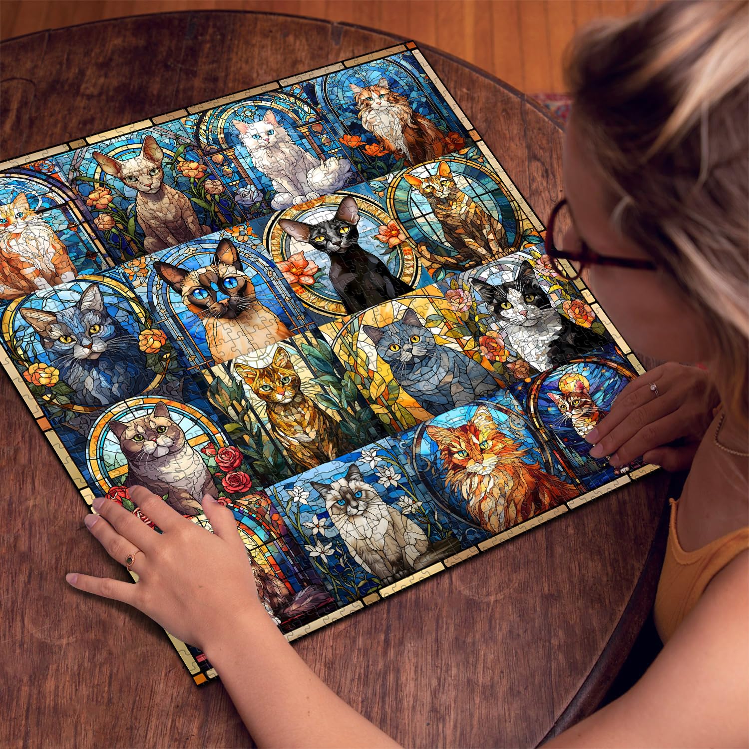 Buntglas Katzenpuzzle 1000 Stücke