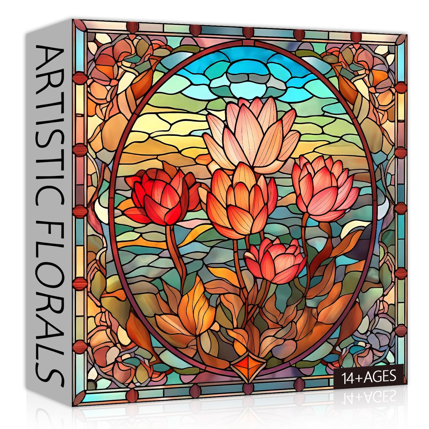 Buntglasblumen -Puzzle 1000 Stücke