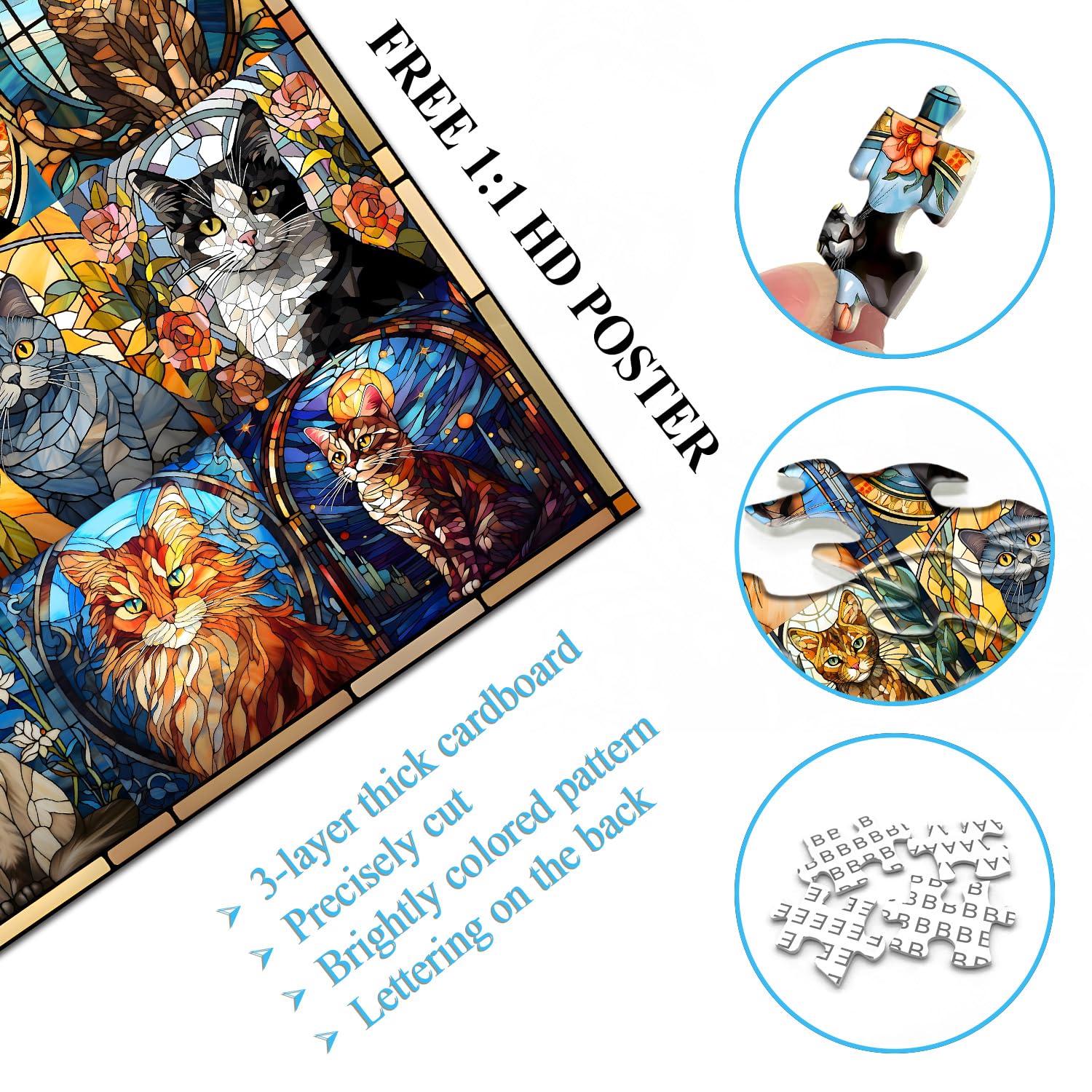 Buntglas Katzenpuzzle 1000 Stücke