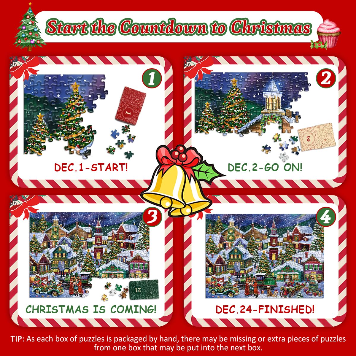 Weihnachten freudiger Stadt Adventskalender Puzzle 1000 Stücke