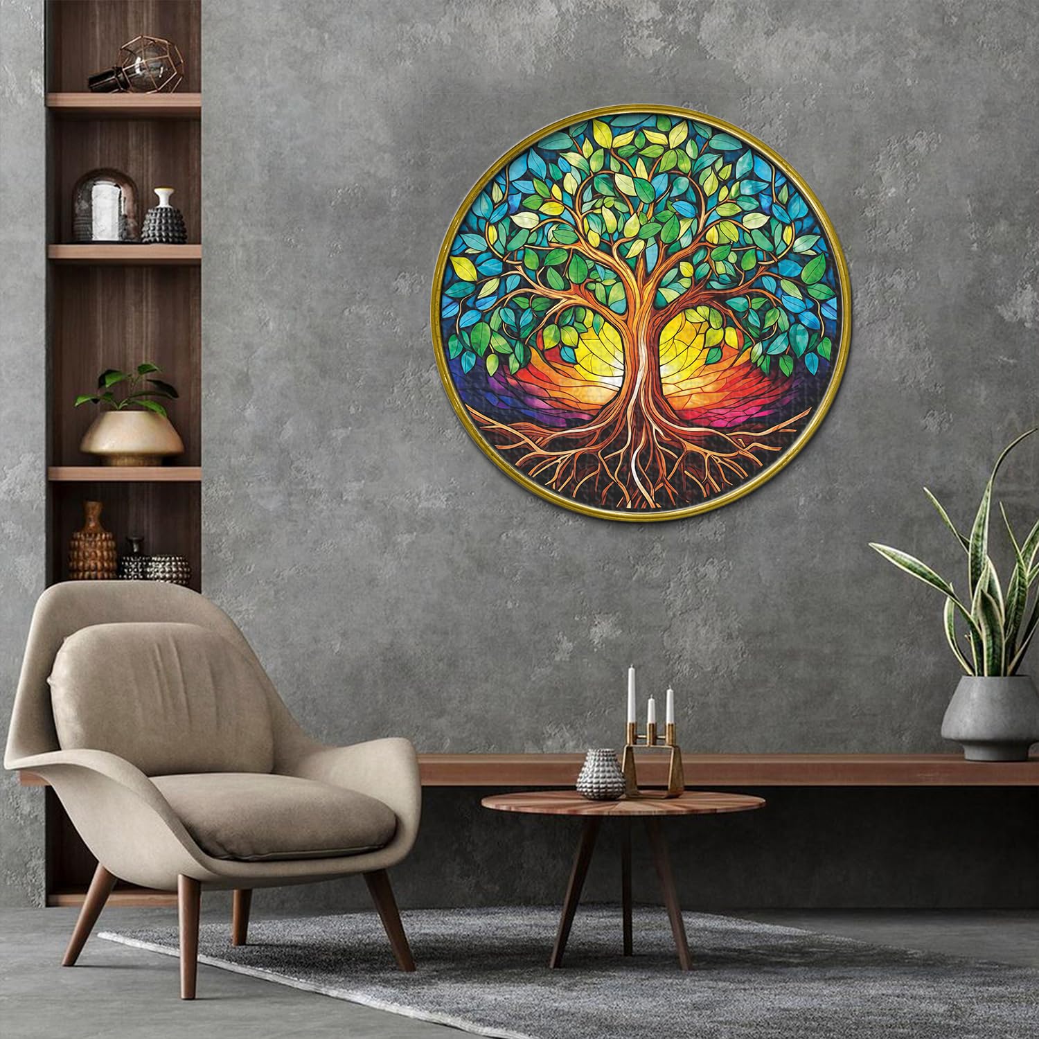 Buntglas Buntes Baum des Lebenssäge -Puzzles 1000 Stücke