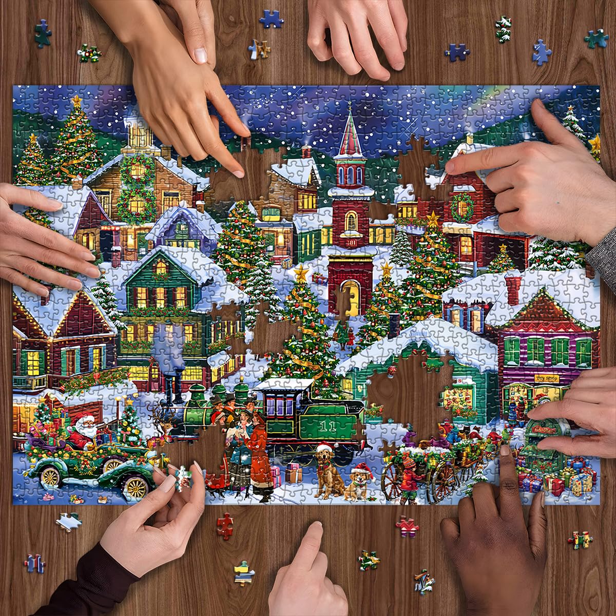 Weihnachten freudiger Stadt Adventskalender Puzzle 1000 Stücke