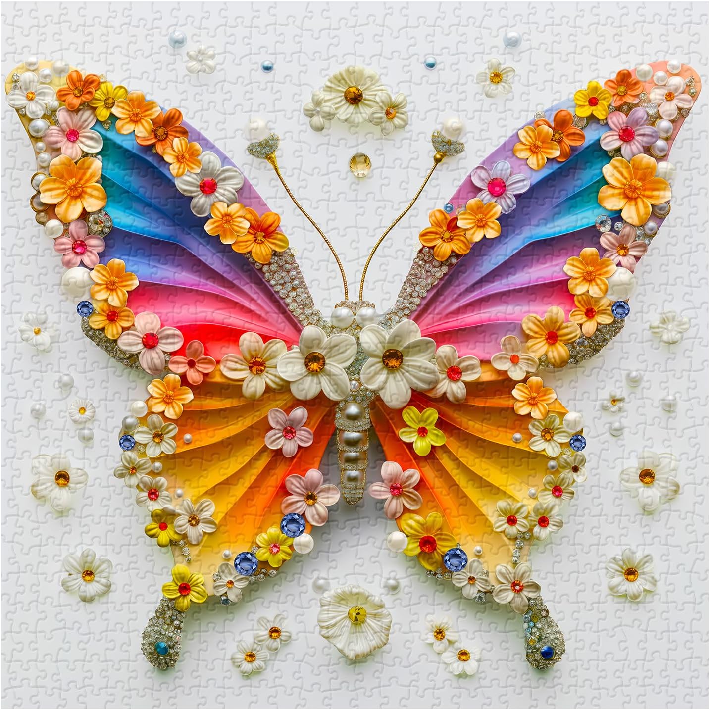 Rainbow Petal Butterfly Jigsaw Puzzle 1000 Pieces