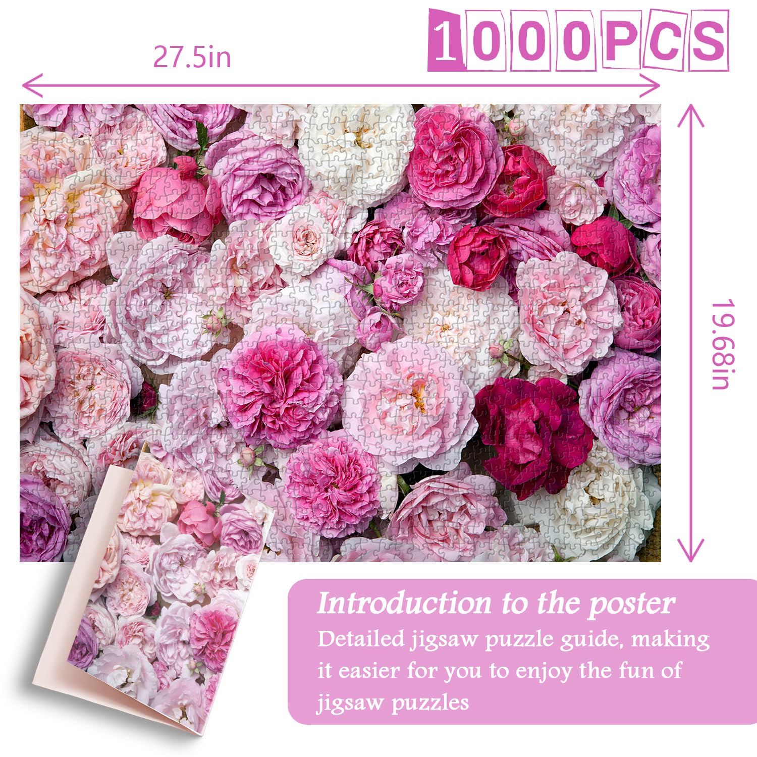 Rosa Rose Blumenprozzel Puzzle 1000 Stücke