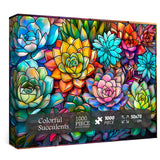Buntglas farbenfrohe Sukkulenten Puzzle 1000 Stücke