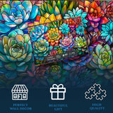 Buntglas farbenfrohe Sukkulenten Puzzle 1000 Stücke