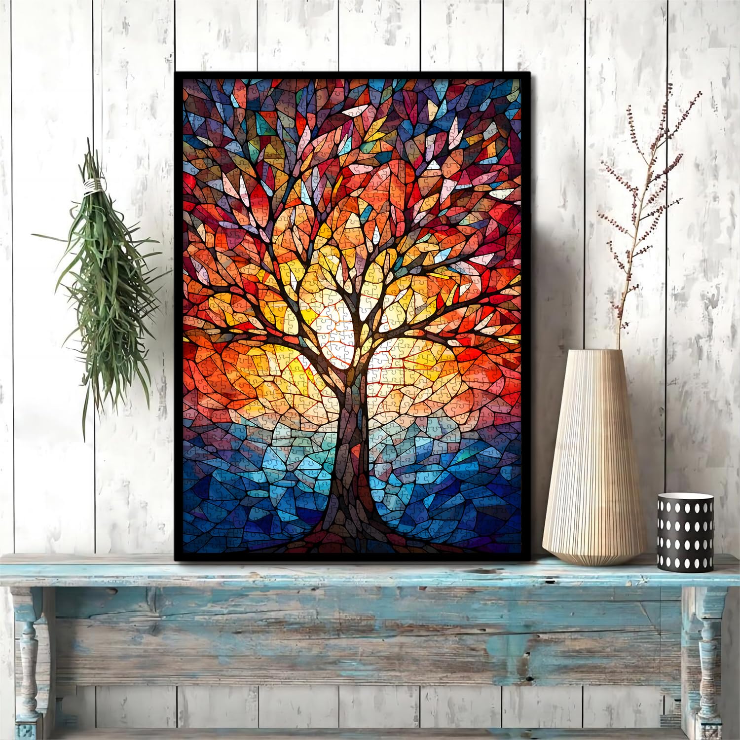 Buntglas Puzzle Baum des Lebenssäge Puzzle 1000 Stücke